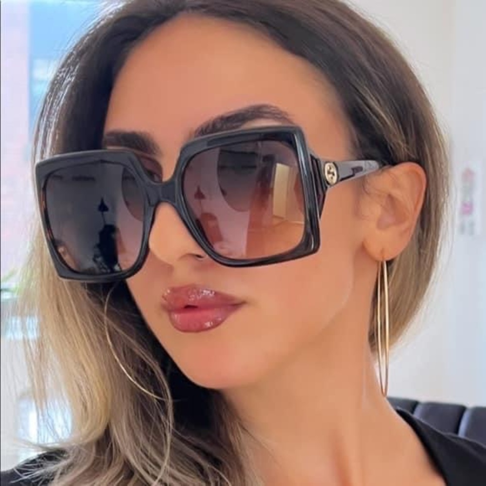 Gucci GG0876S Dark Brown Oversized Square Sunglasses